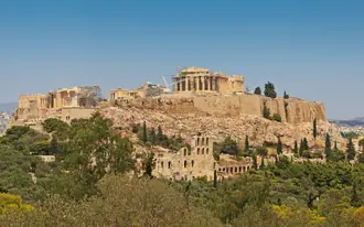 The Acropolis of Athens and Parthenon seen from Philopappos Hill