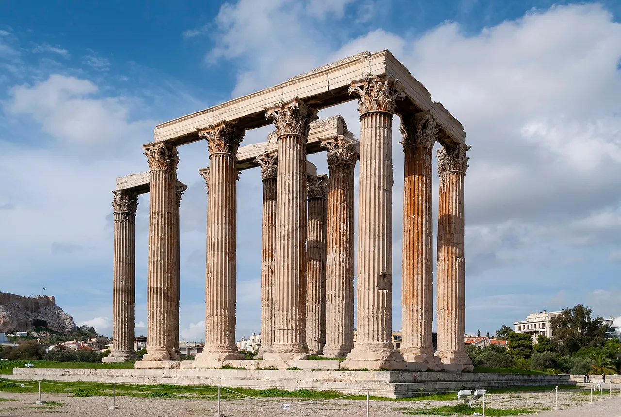 Tall surviving columns of the Temple of Olympian Zeus in Athens