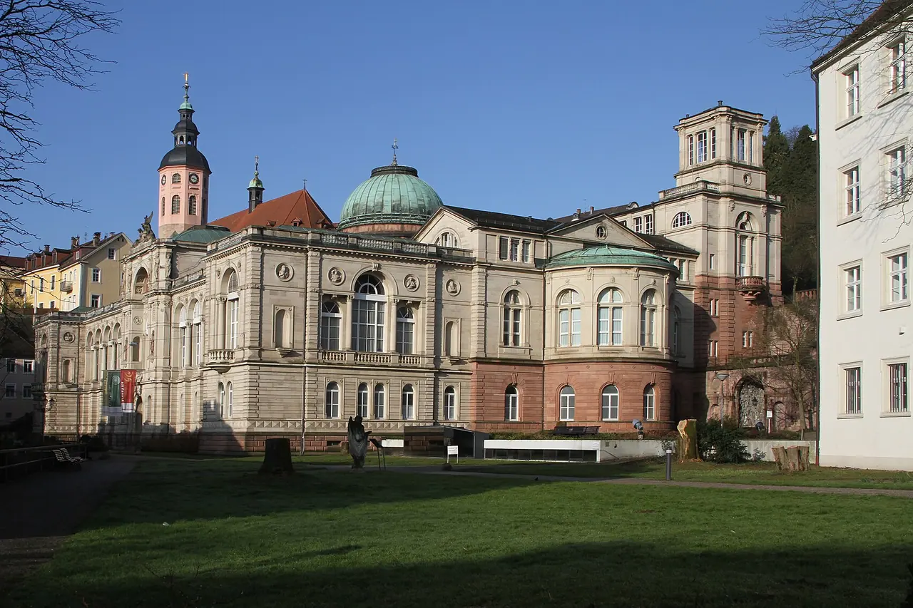 The historic stone facade and arched entrance of Friedrichsbad