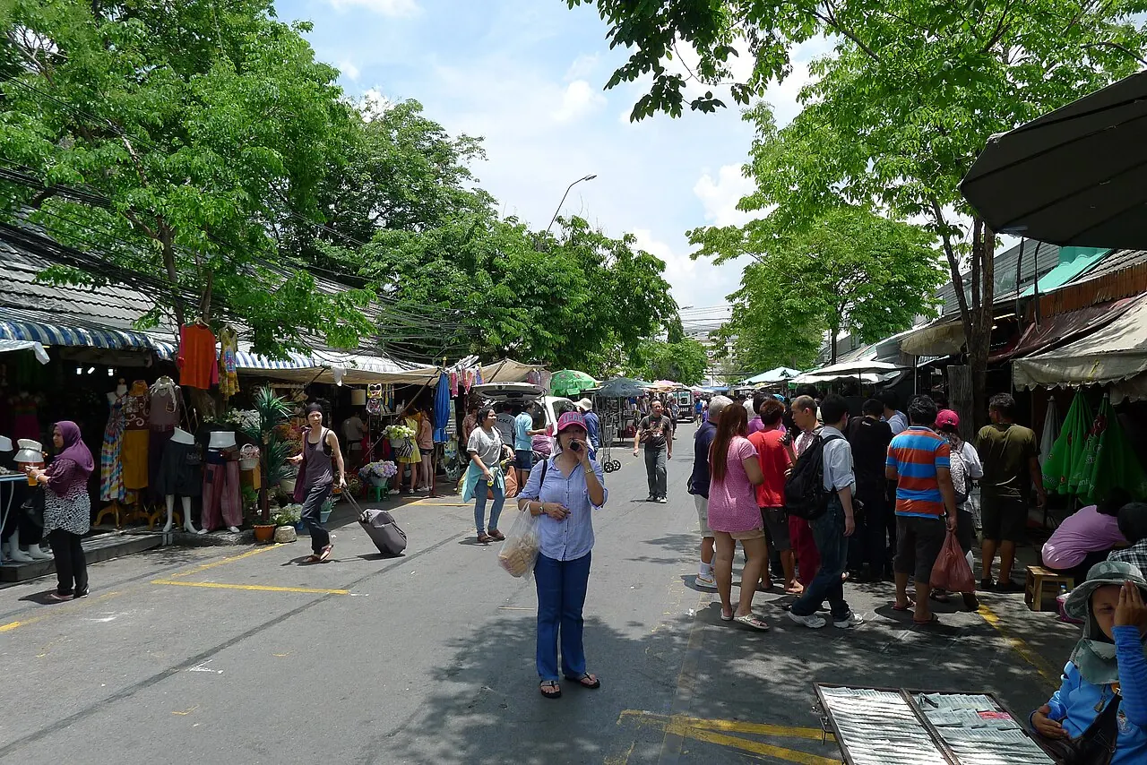 Covered shopping lanes and stalls at Bangkok's Chatuchak Weekend Market