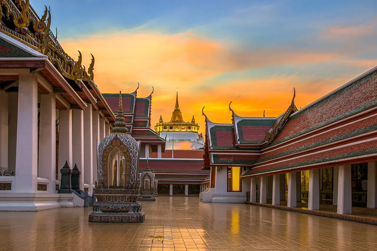 Wat Saket's Golden Mount rising above its surrounding temple grounds