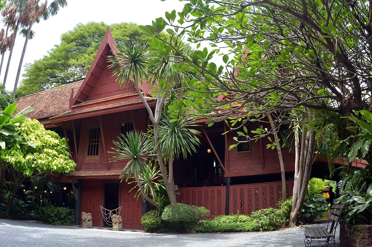 Traditional timber buildings and tropical planting at the Jim Thompson House Museum
