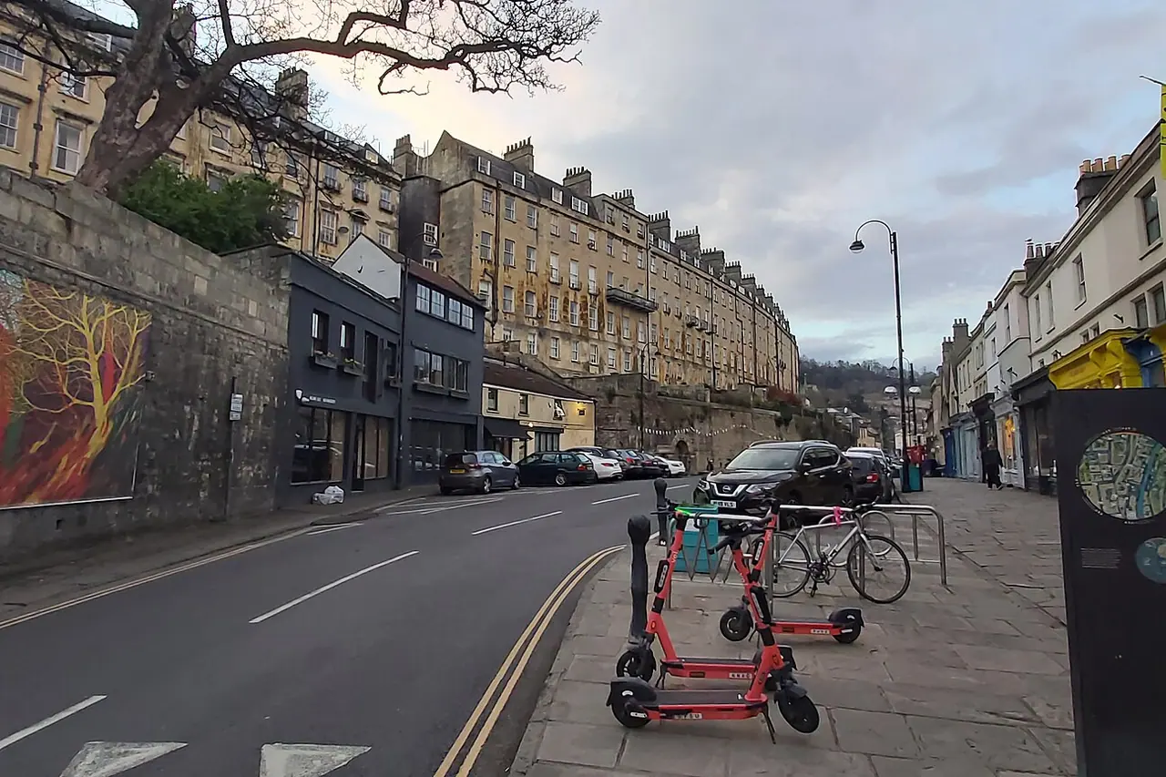 The buildings and shopfronts along Walcot Street in Bath