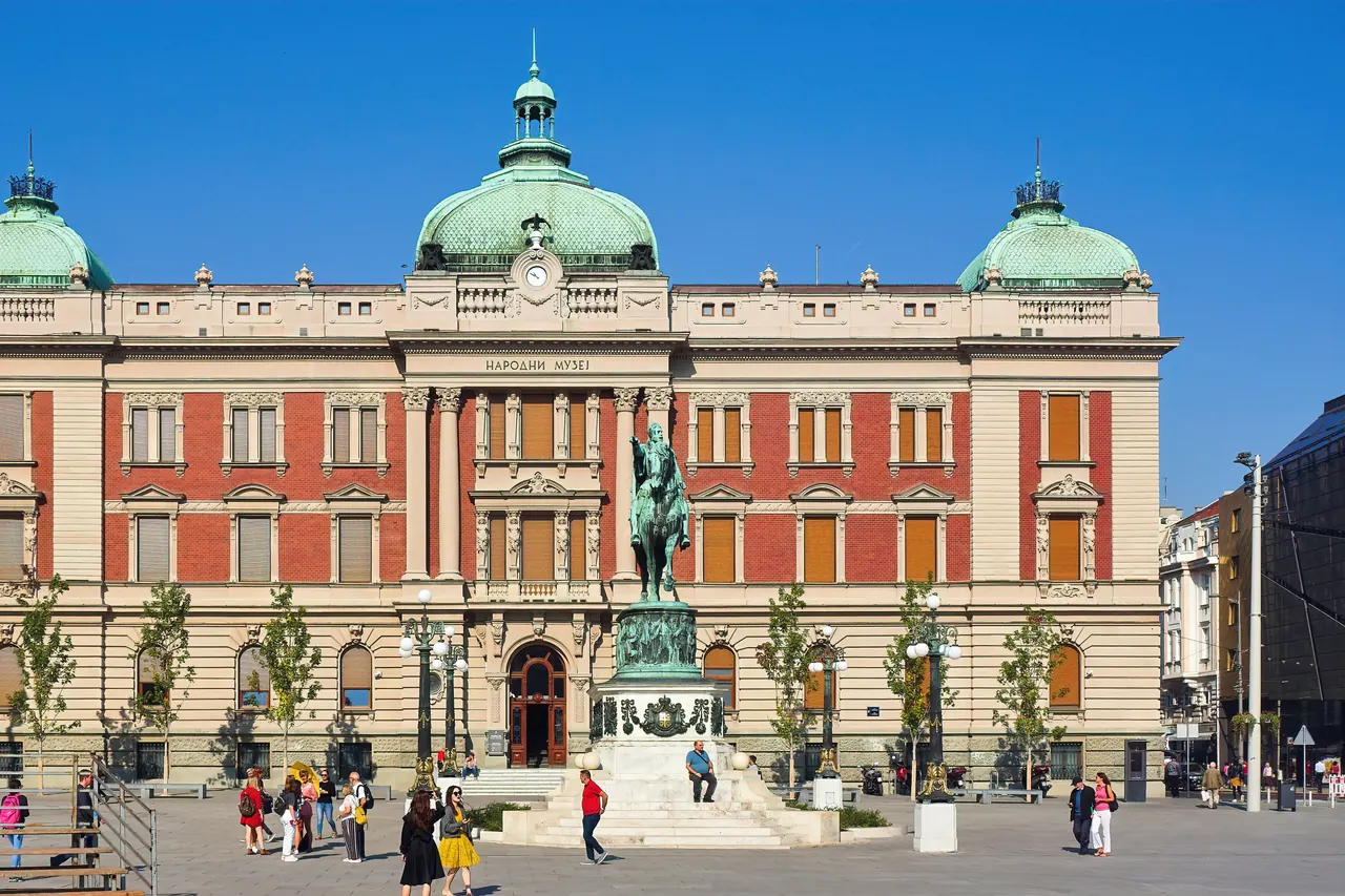National Museum of Serbia facing the equestrian monument on Republic Square