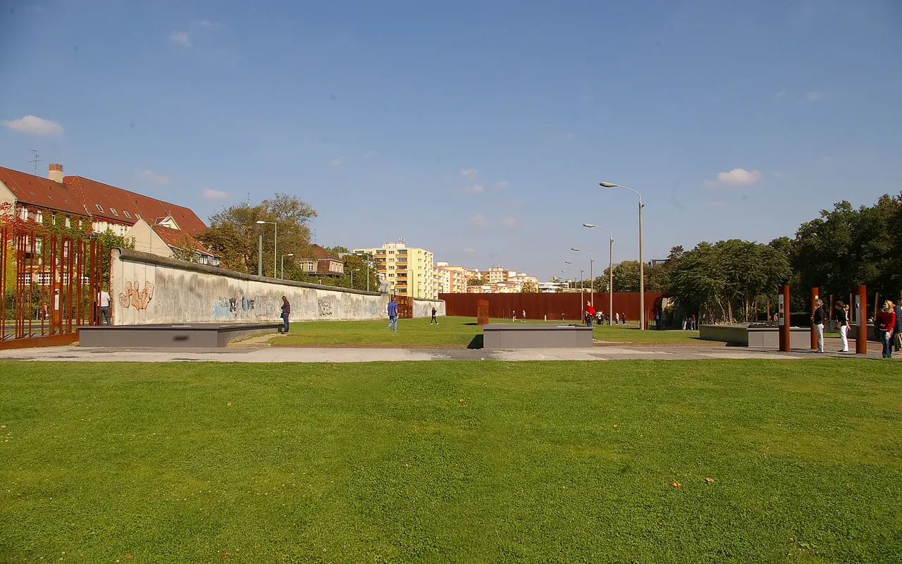 Preserved Wall sections and the open grounds of the Berlin Wall Memorial on Bernauer Strasse