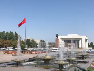 Ala-Too Square in Bishkek with its open forecourt and monumental buildings
