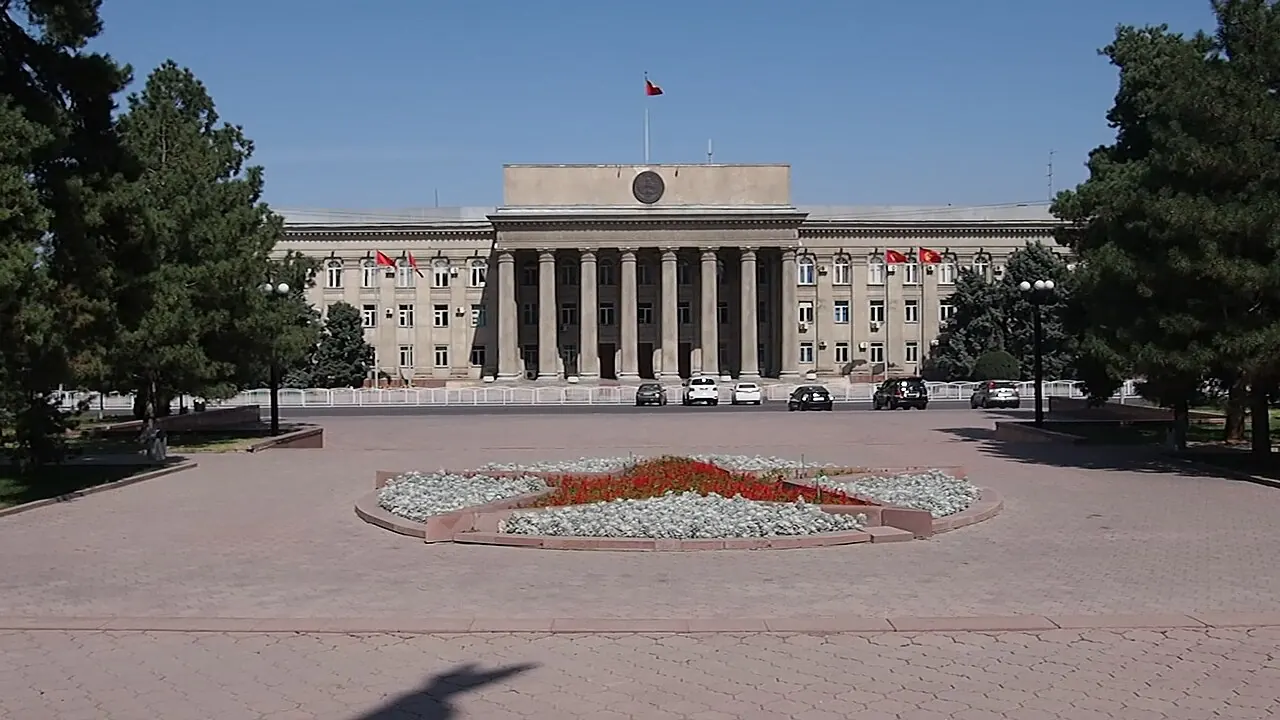 Public buildings and open space at Old Square in central Bishkek