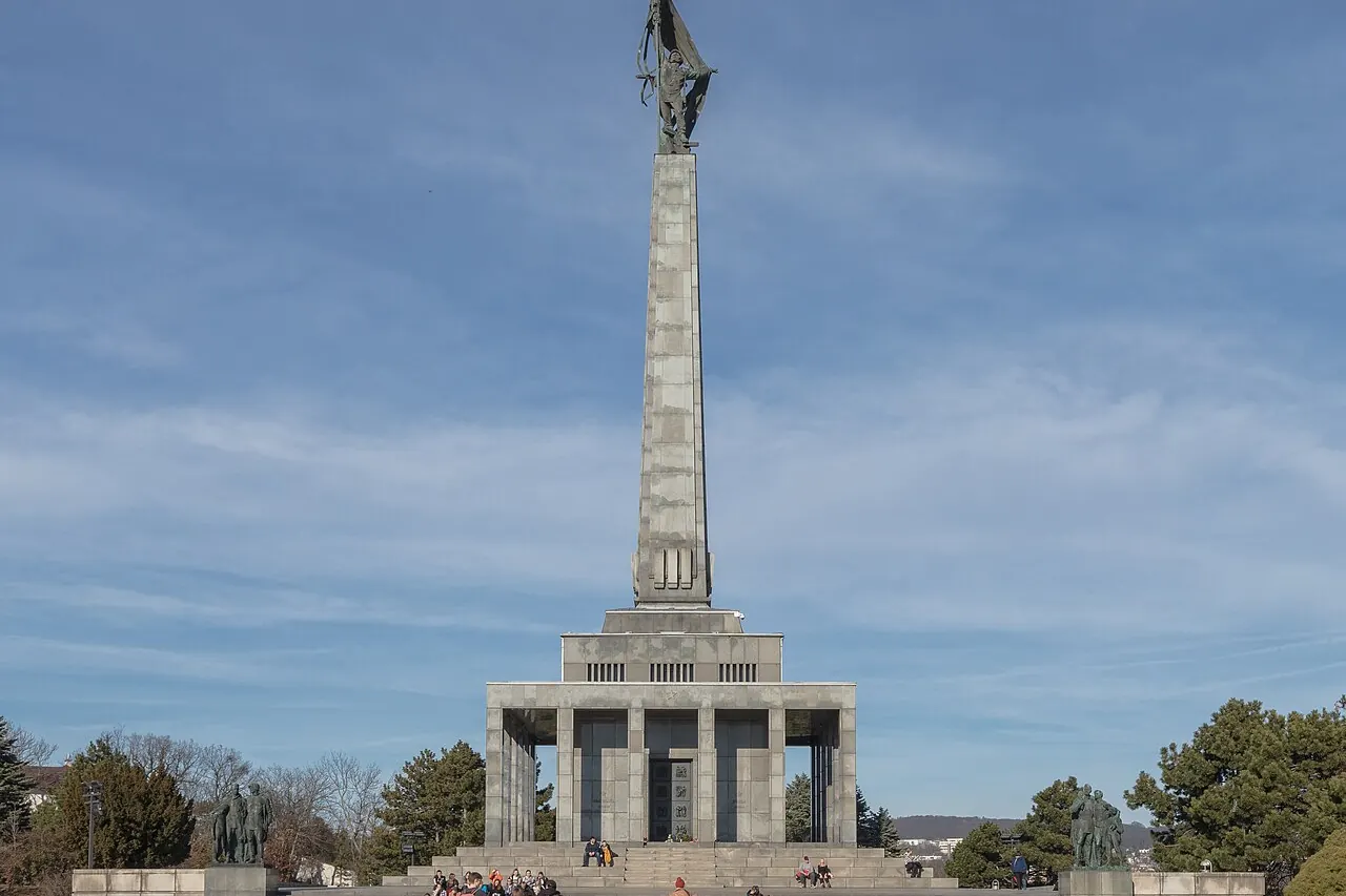 The monumental column and military memorial at Slavin in Bratislava