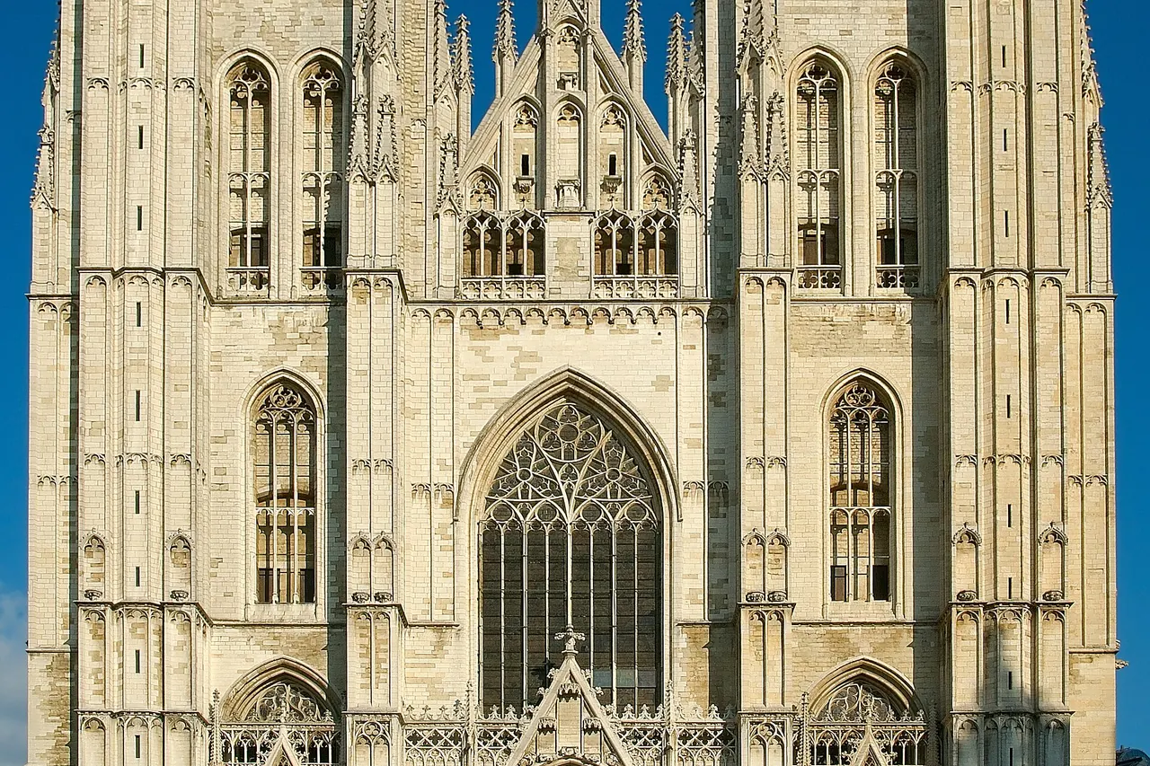 The twin Gothic towers of Brussels' Cathedral of St. Michael and St. Gudula