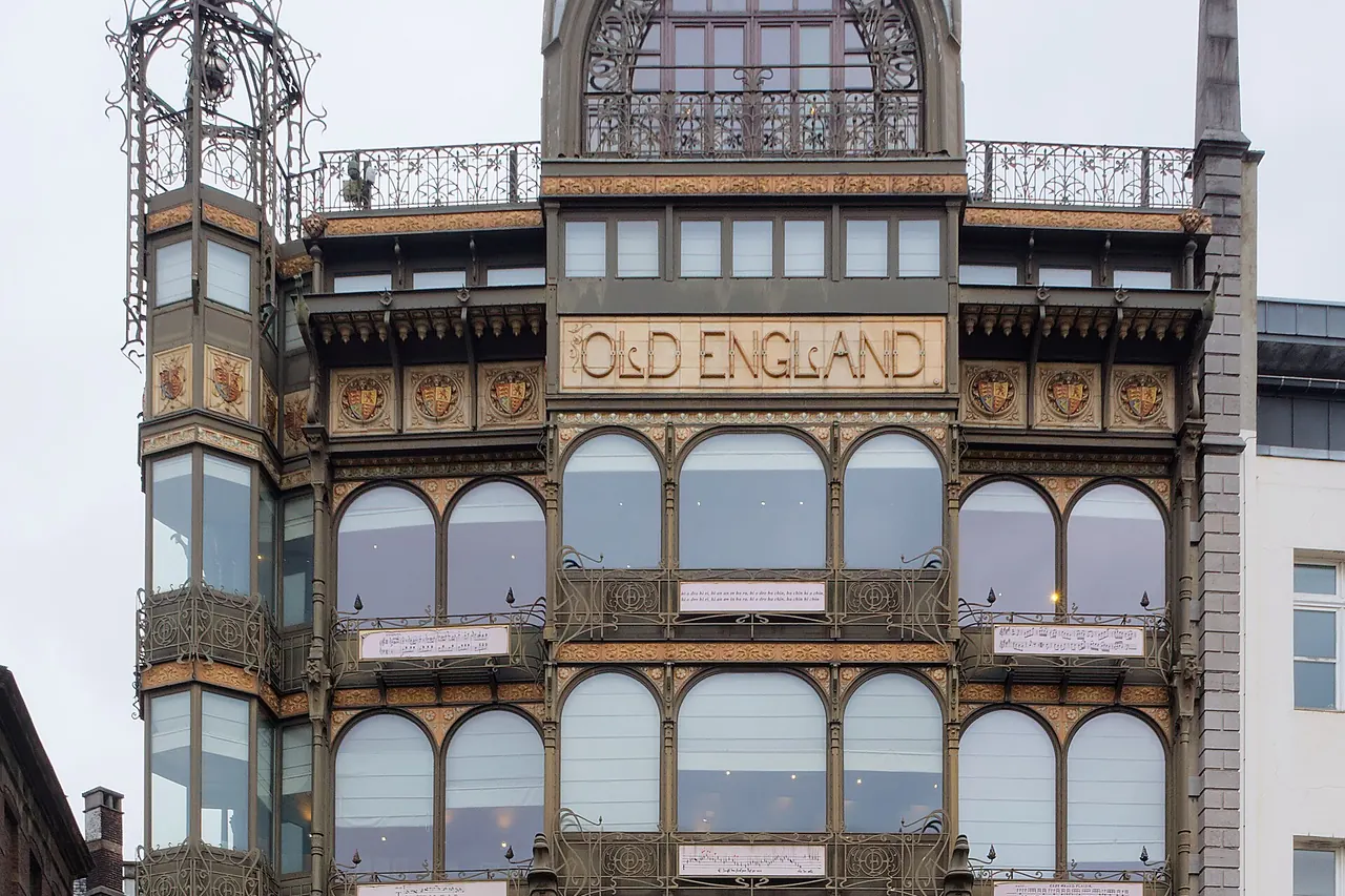 The Art Nouveau Old England facade housing Brussels' Musical Instruments Museum