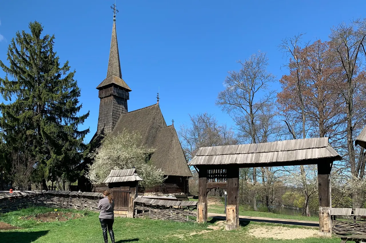 Wooden church from Dragomiresti displayed at Bucharest's Village Museum
