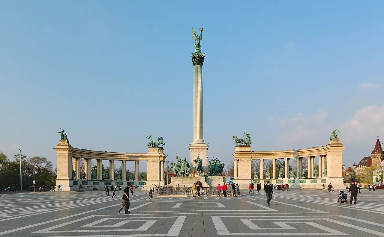 Millennium Monument and colonnades at Heroes' Square in Budapest
