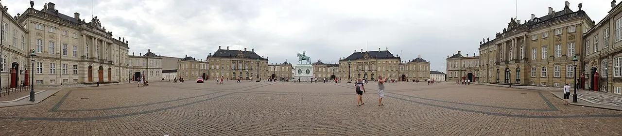 The four palace buildings surrounding Amalienborg Square