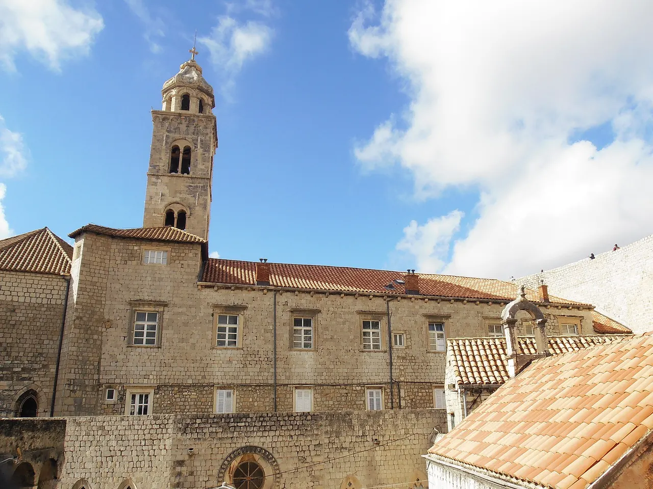 The Dominican monastery complex and bell tower in Dubrovnik