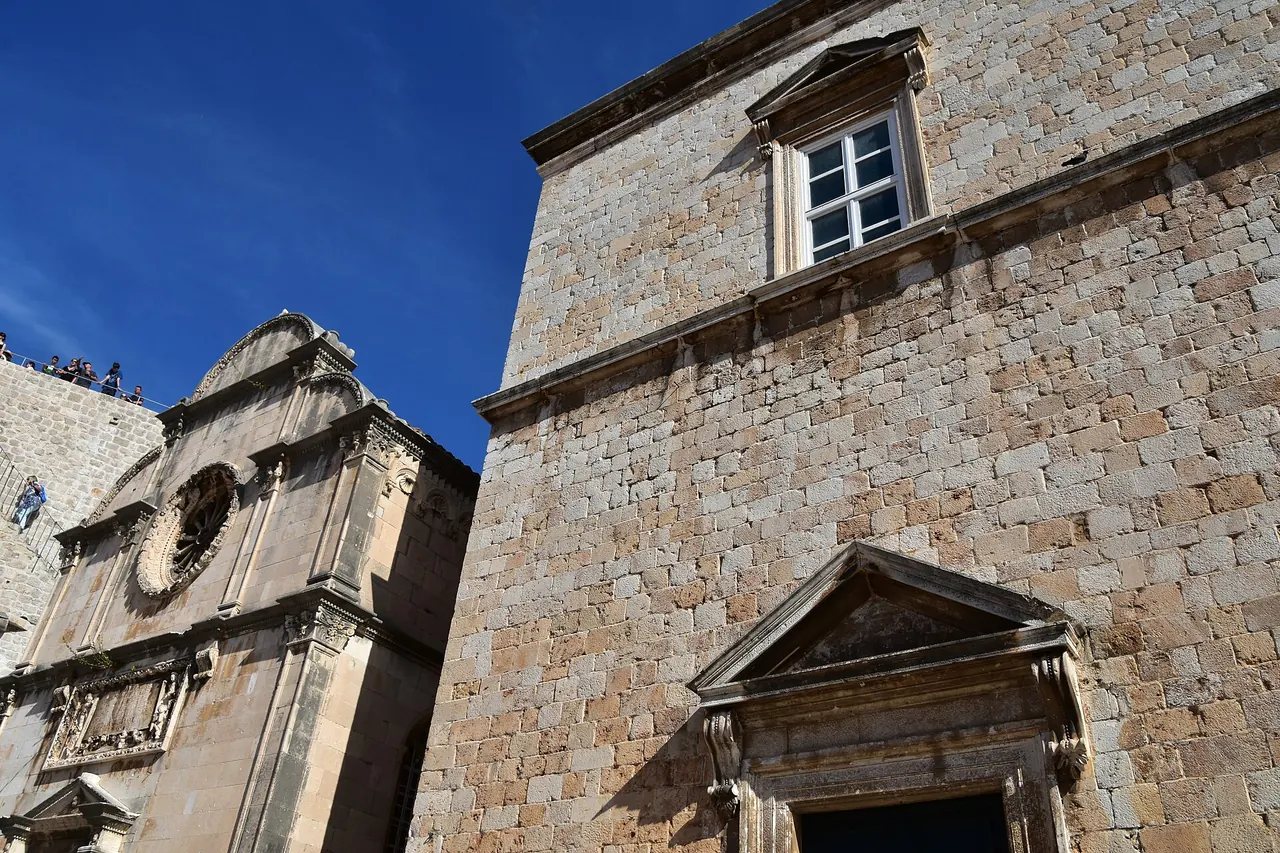 The Franciscan monastery frontage beside St Saviour's Church in Dubrovnik