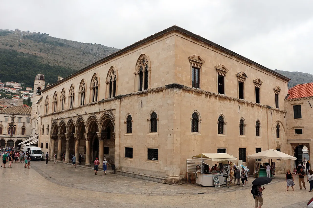 The arched ground-floor facade of the Rector's Palace in Dubrovnik