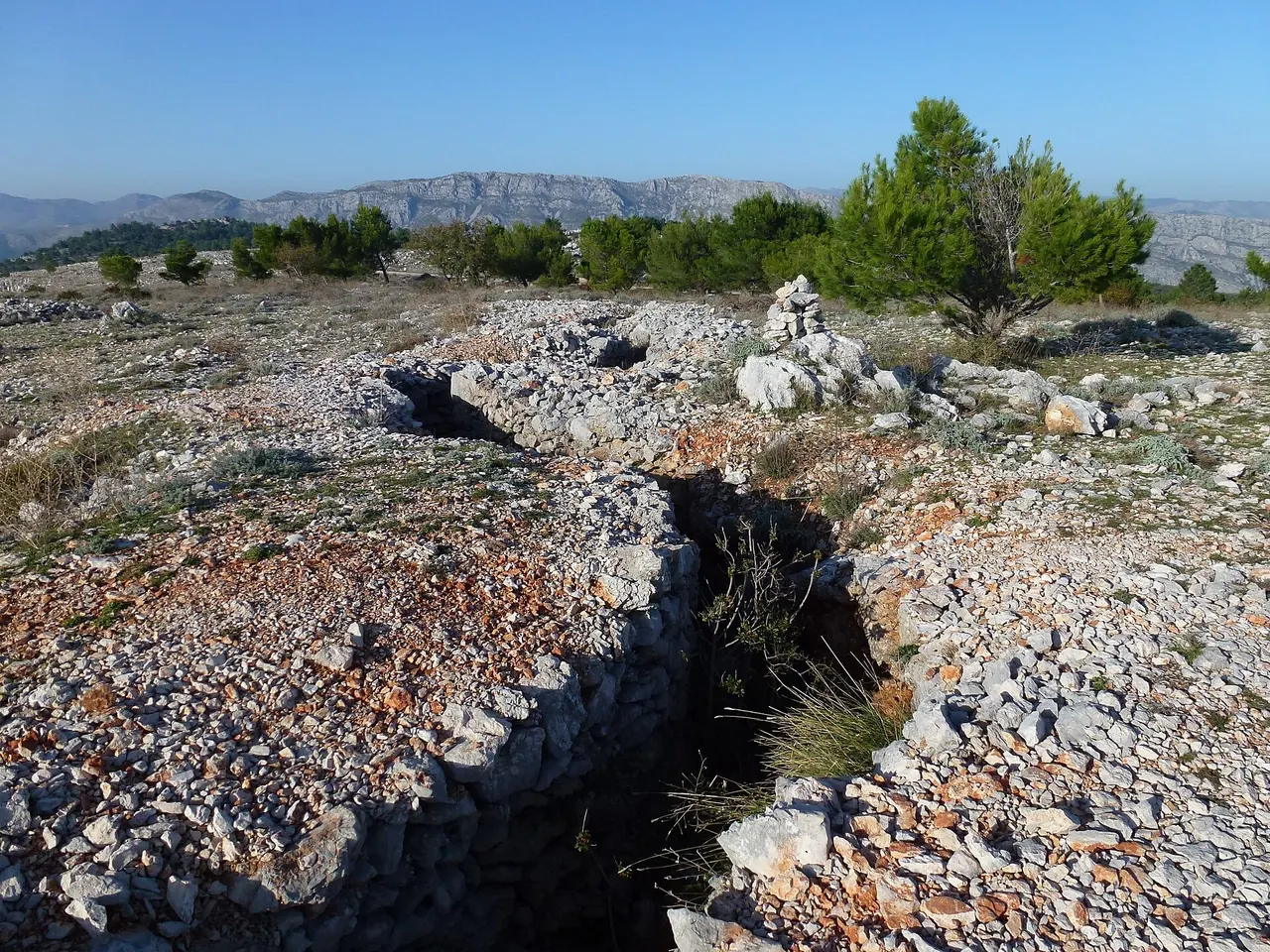 Rocky ground and low vegetation on Mount Srd above Dubrovnik
