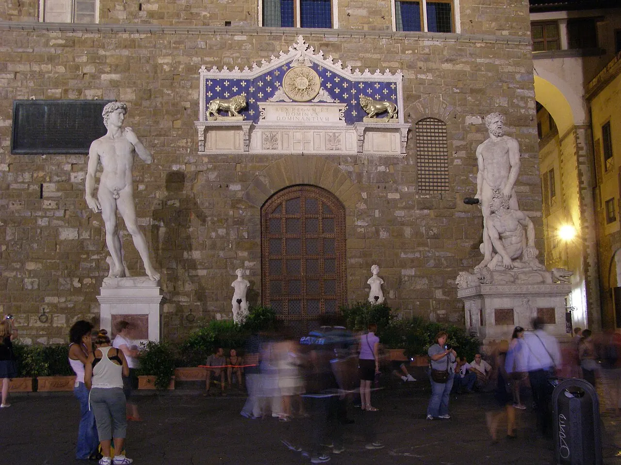 Architectural details of Palazzo Vecchio in Florence's Piazza della Signoria