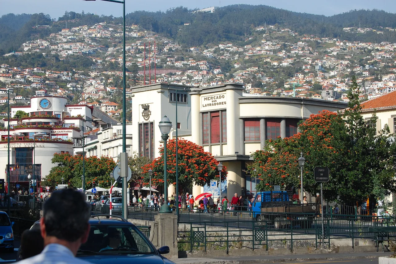 The exterior of Mercado dos Lavradores below the Funchal hillside
