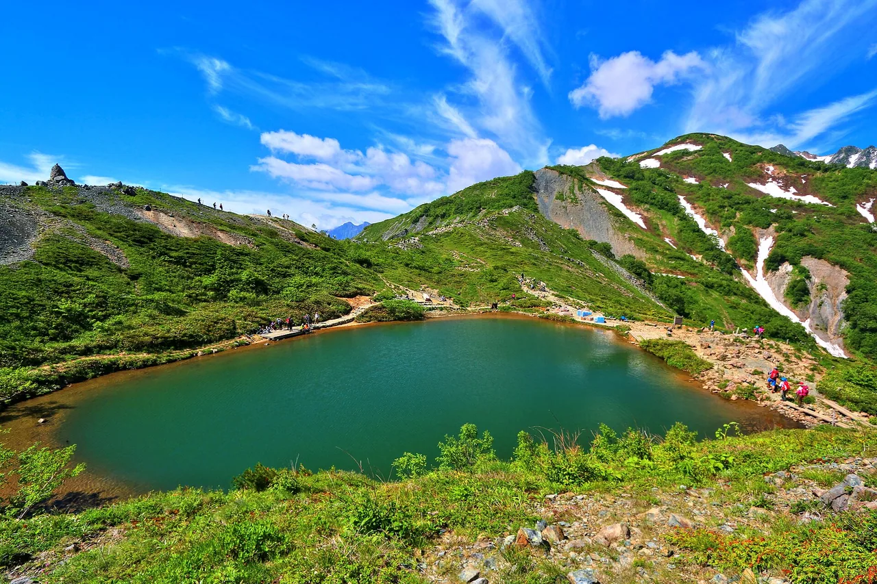Happo-Teich und die Japanischen Alpen