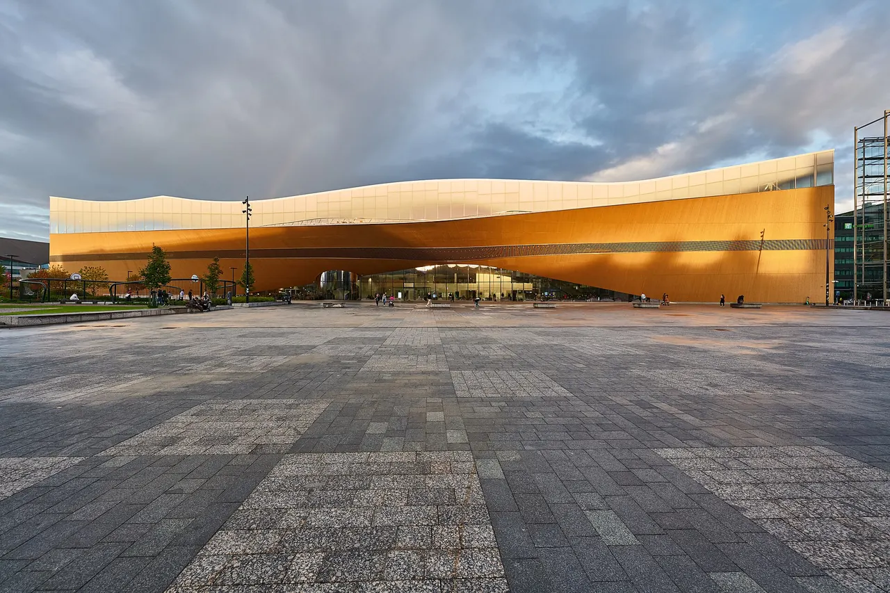 Oodi library's sweeping timber facade and public space in Helsinki