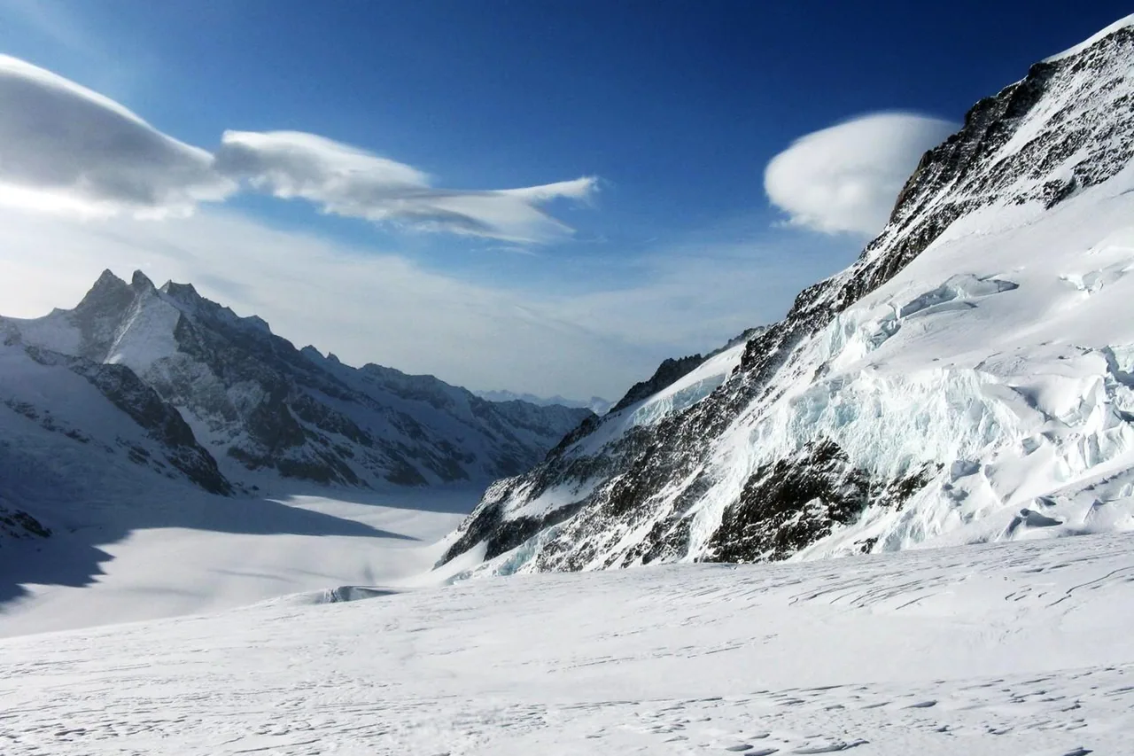 The glacial landscape beside Jungfraujoch