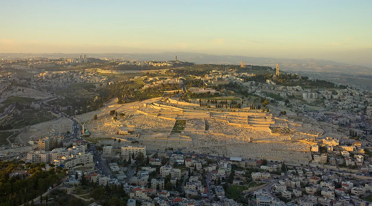 Aerial view of the Mount of Olives ridge and cemetery