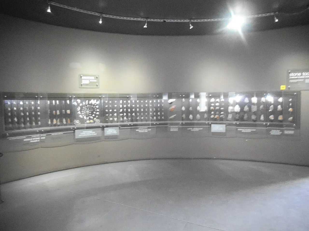 Stone tools arranged in a display at the Origins Centre in Johannesburg