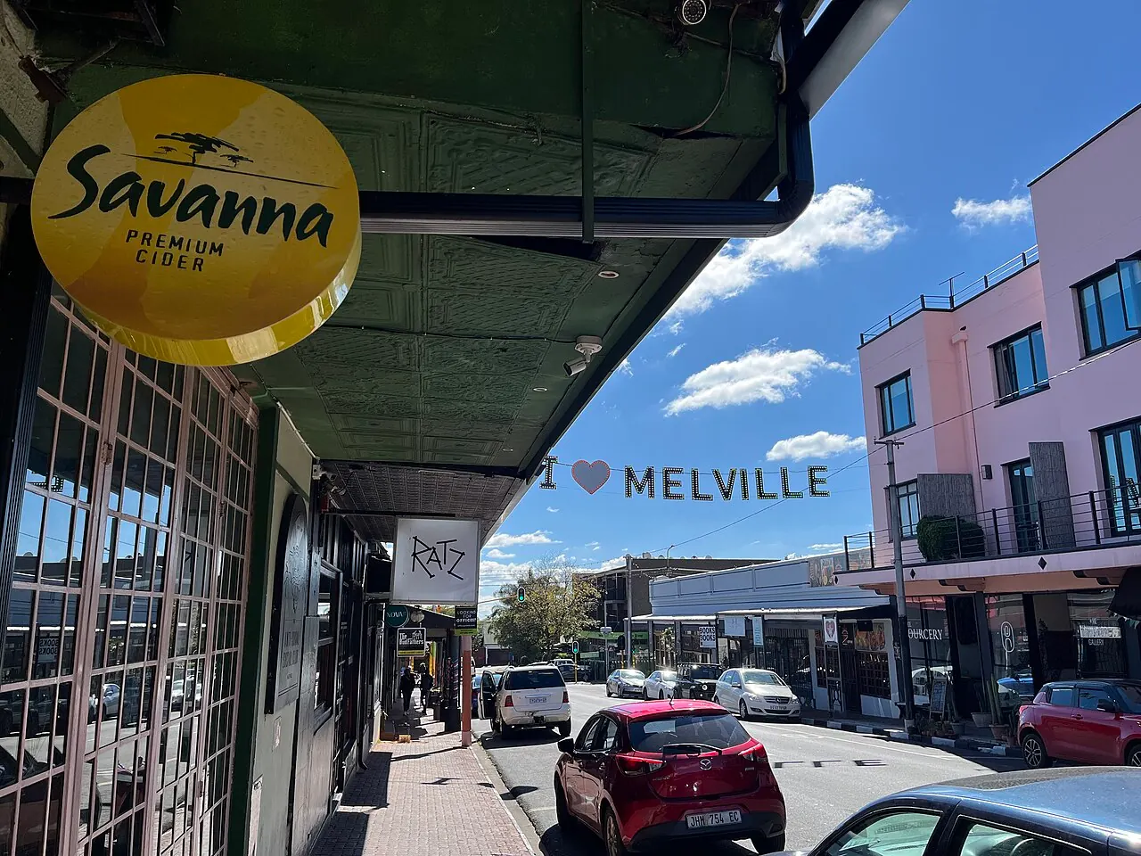 Shopfronts on Seventh Street in Johannesburg's Melville neighbourhood