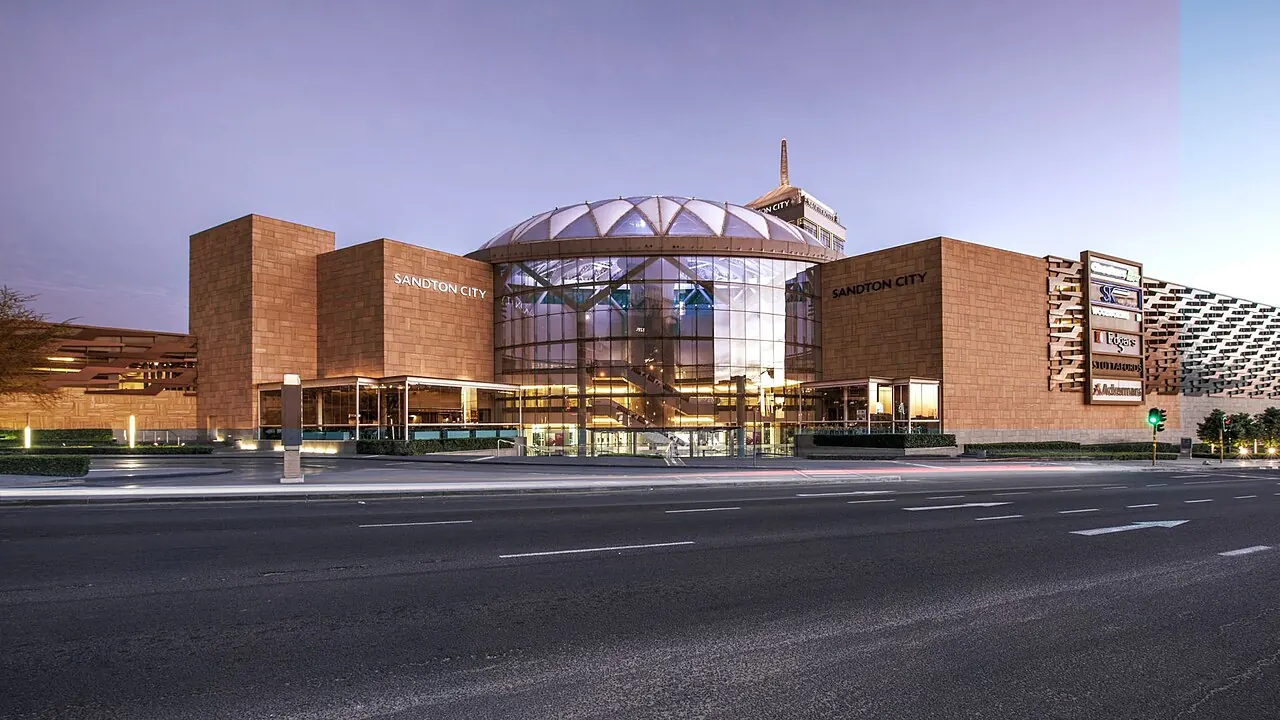 The signed Sandton City shopping-centre entrance in Johannesburg