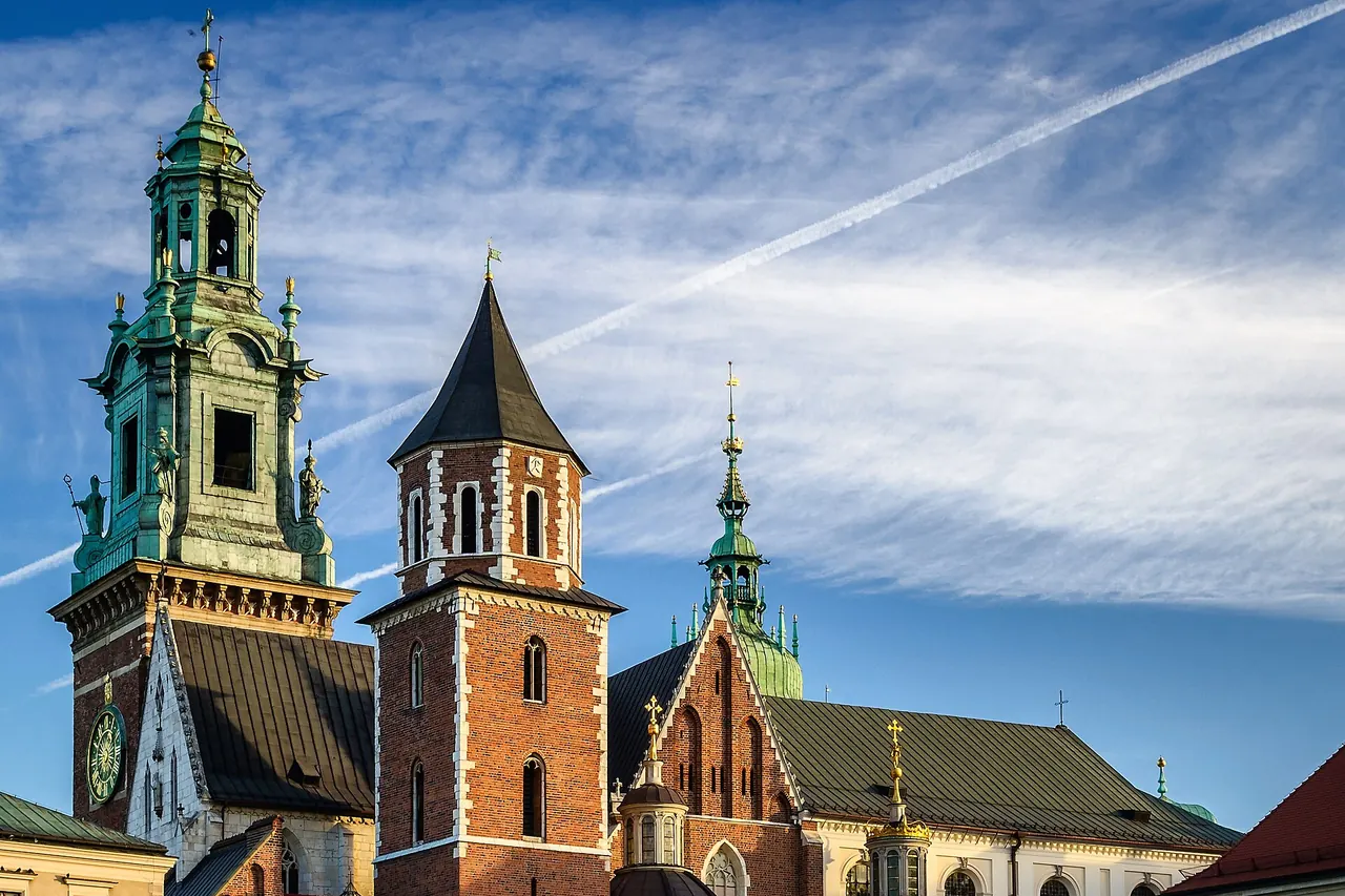 The layered roofline and chapels of Wawel Cathedral in Krakow