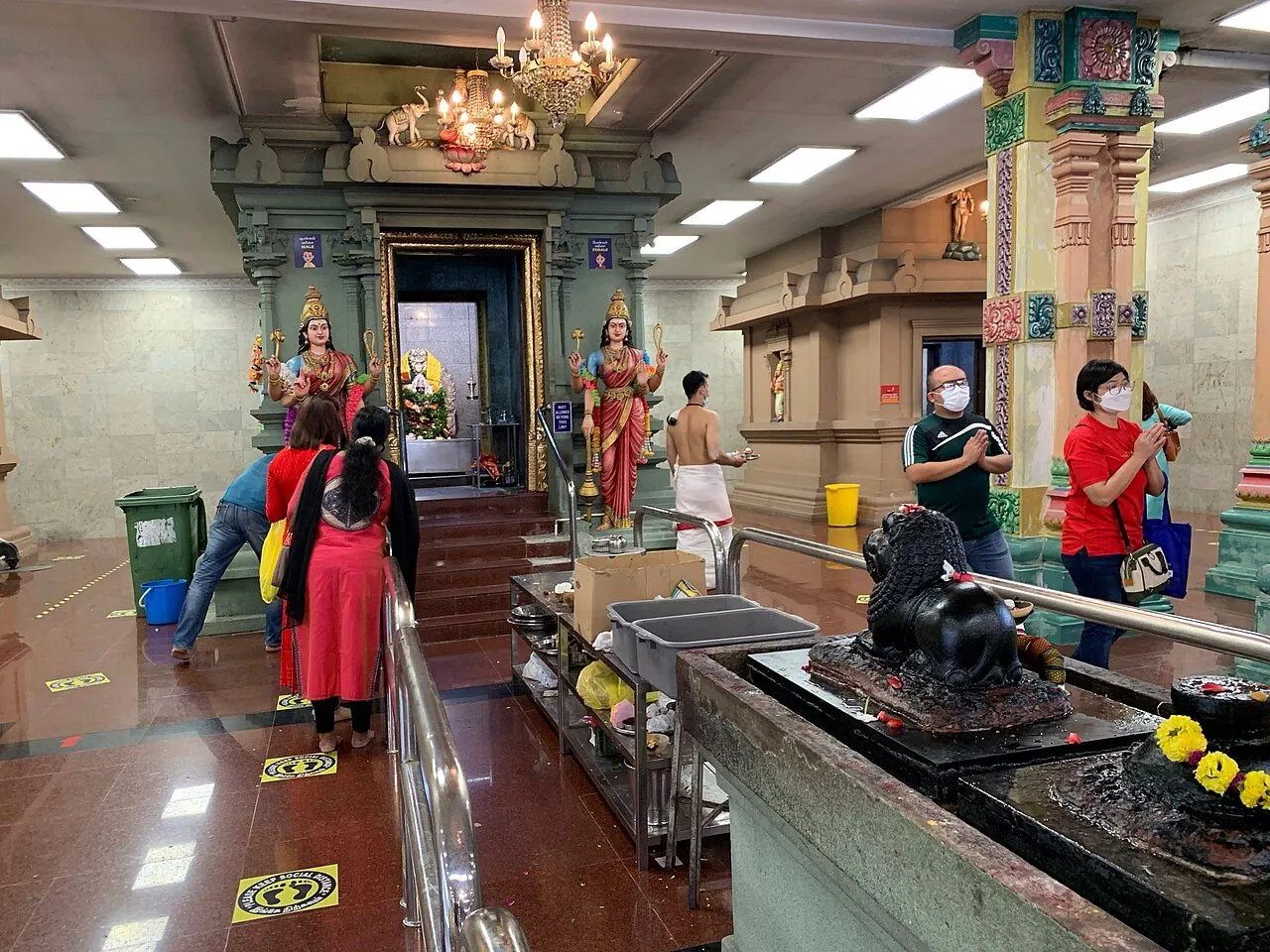 Decorated interior shrine at Sri Mahamariamman Temple in Kuala Lumpur
