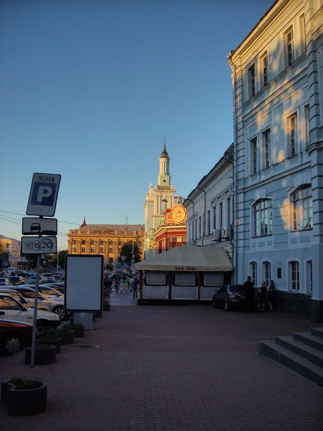 Historic buildings beside Kontraktova Square in Kyiv's Podil neighbourhood
