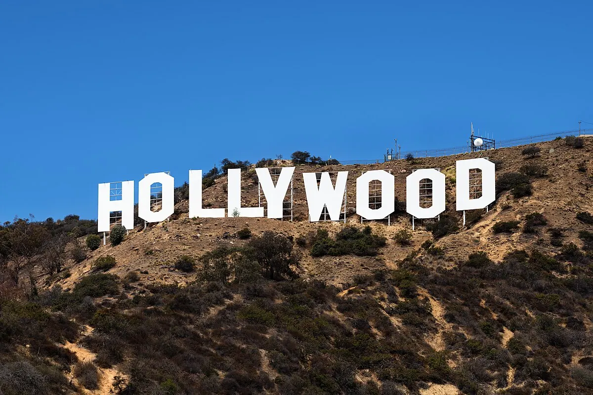White Hollywood letters on the dry slopes of Mount Lee