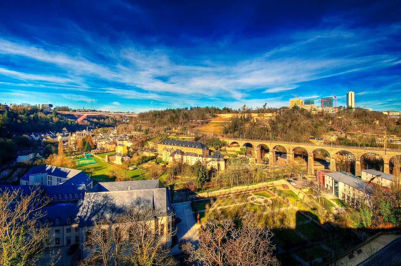 Houses and river valley in Luxembourg City's Pfaffenthal district