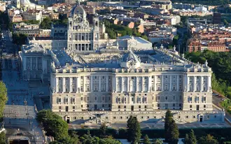 The Royal Palace of Madrid and its courtyards seen from above