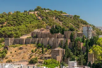The stone walls and planted terraces of Malaga's Alcazaba