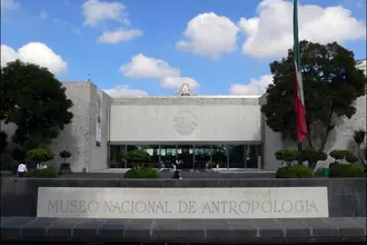 Entrance facade of the National Museum of Anthropology in Chapultepec