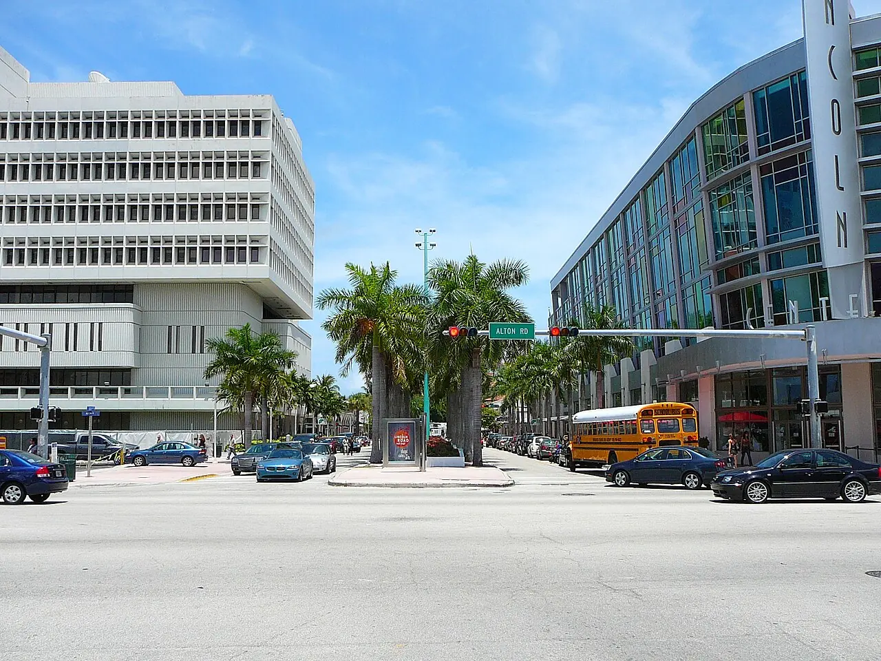 The western end of Lincoln Road at Alton Road in Miami Beach