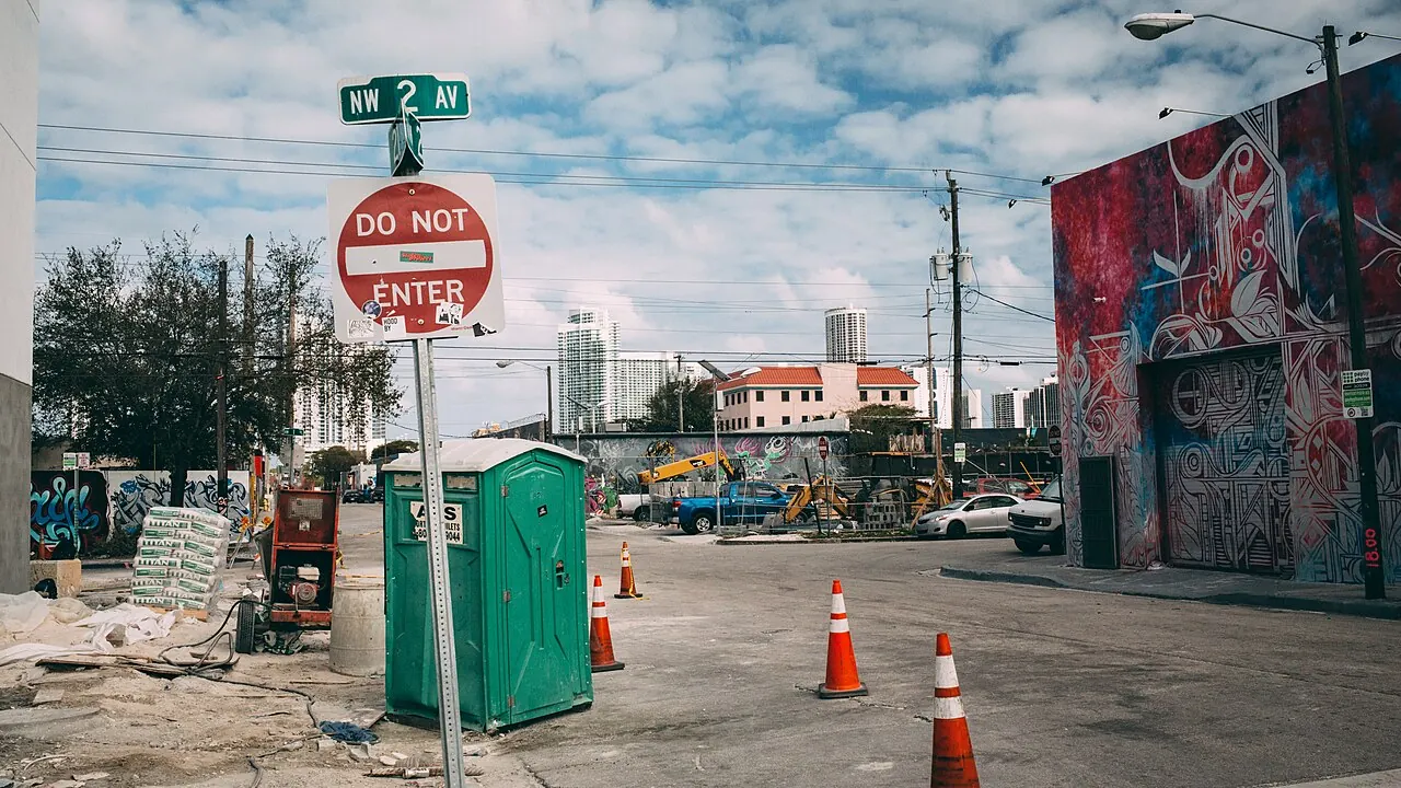A street and low-rise buildings in Miami's Wynwood neighbourhood