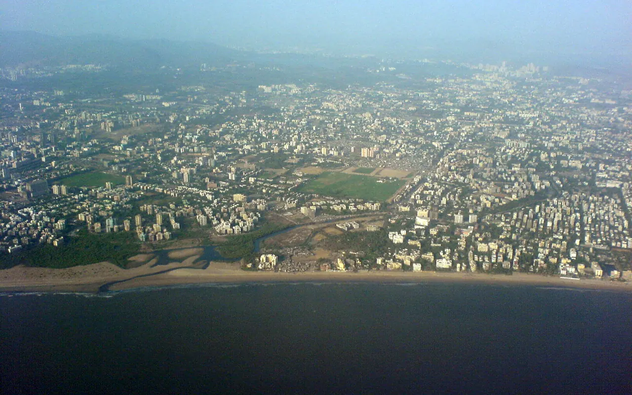 Juhu Beach stretching along Mumbai's western shoreline