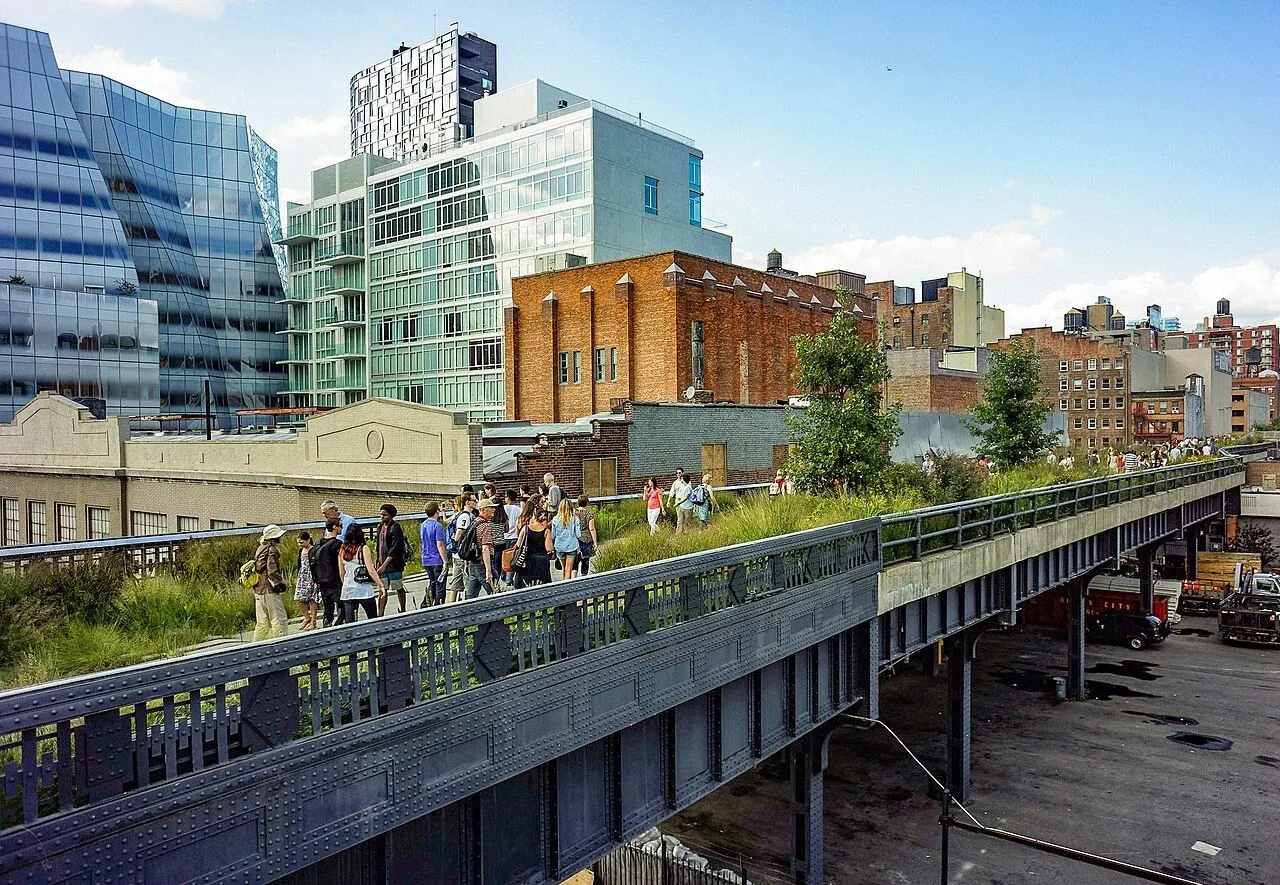 Planted paths and former railway structure along New York's High Line