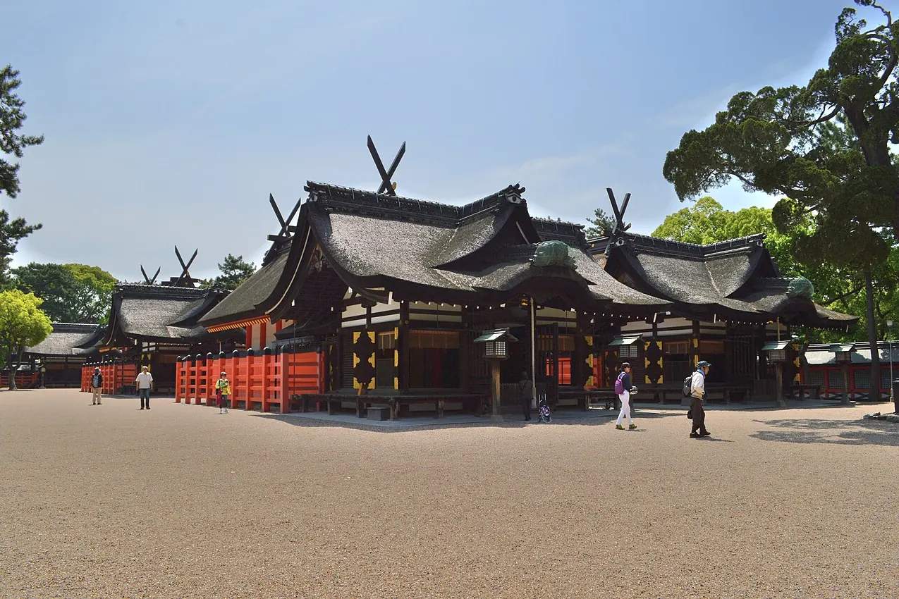 The traditional sanctuary buildings and grounds of Sumiyoshi Taisha