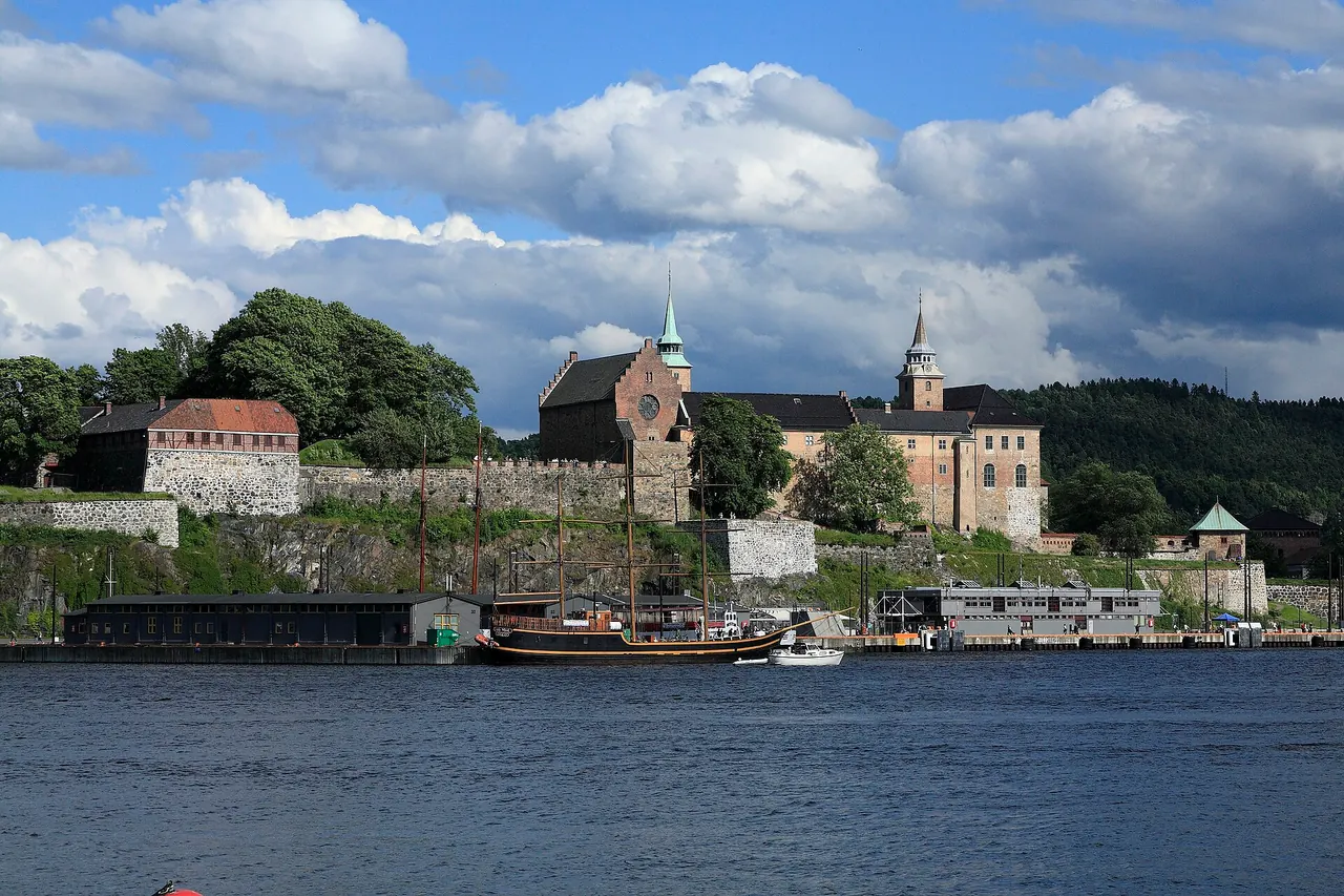 Akershus Fortress's stone buildings and defensive walls in Oslo