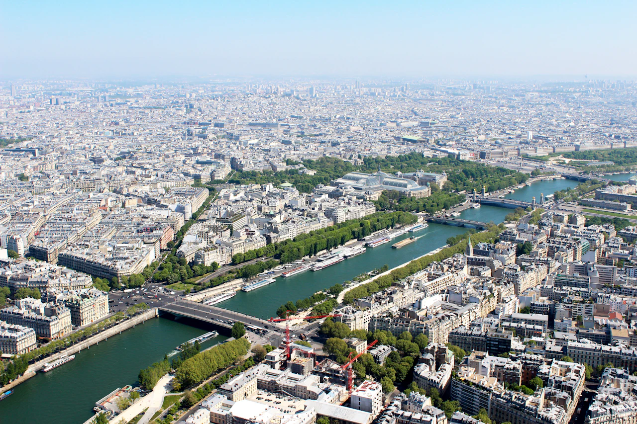 Seine and central Paris viewed from the Eiffel Tower