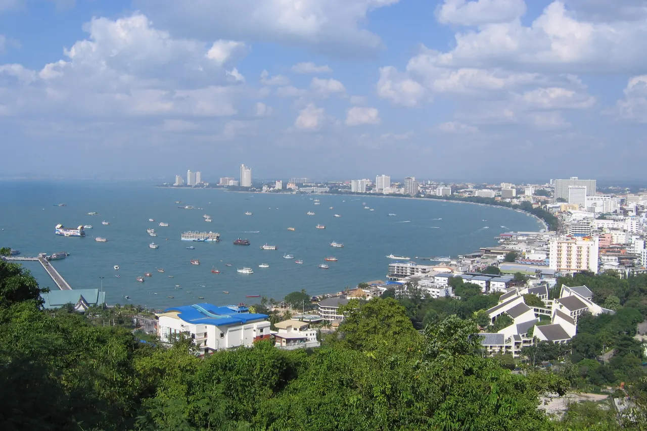 Pattaya Bay viewed from the Phra Tamnak hill viewpoint