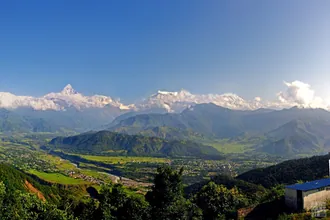 A panorama over Pokhara from the Sarangkot hillside