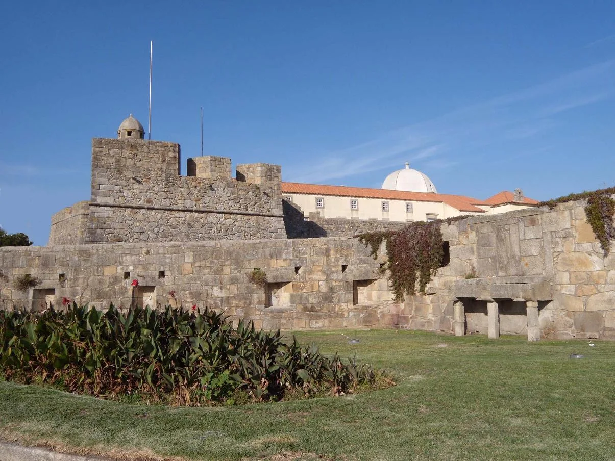 Stone walls of the Sao Joao Baptista fort in Foz do Douro, Porto