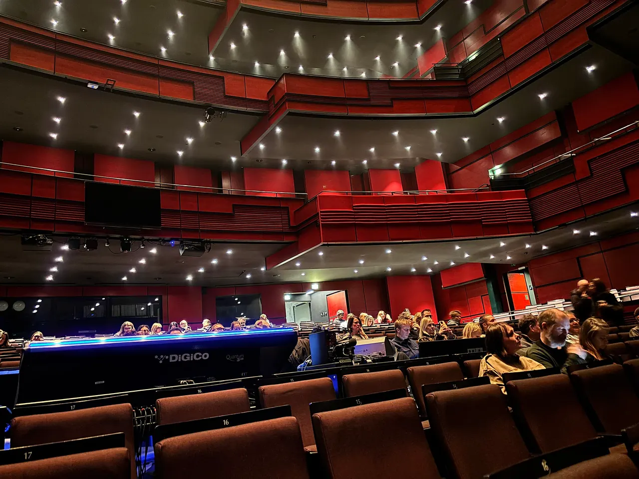The seating and balconies inside Harpa concert hall in Reykjavik