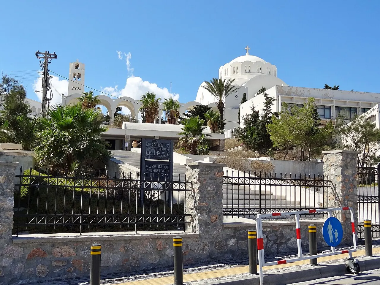 The exterior and entrance of the Museum of Prehistoric Thera in Fira